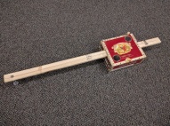Close up of one student diddley bow.