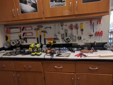 The tool wall is helpful but demands cleanup daily.